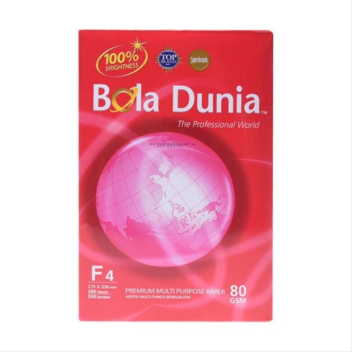 

Kertas HVS F4 80gr Bola Dunia Folio 80gr HOT SALE