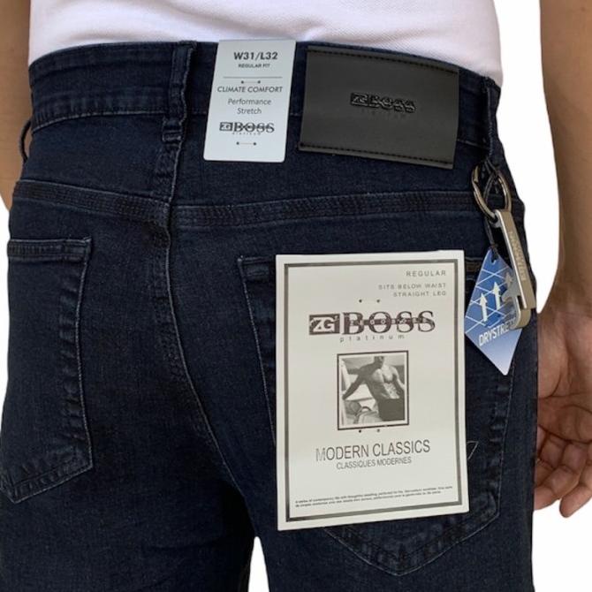 Celana Pria Jeans ZG BOSS Stretch Blue Black -RegularFit/Standar