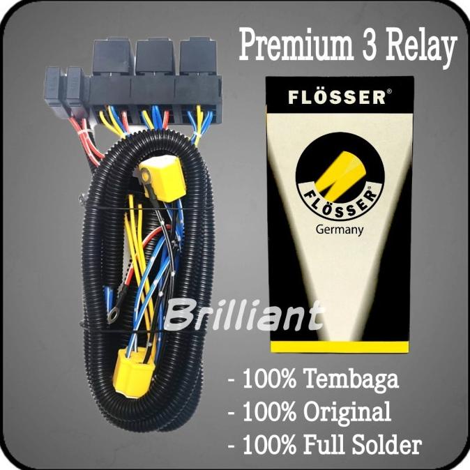 Kabel Set Relay Lampu - FLOSSER - 3 Relay / 2 Lampu H4