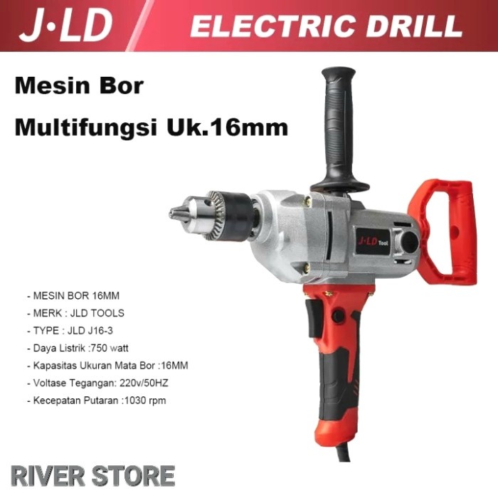 Mesin Bor JLD 16mm Electric Drill J 16-3 Kayu, Besi, Tembok, Beton