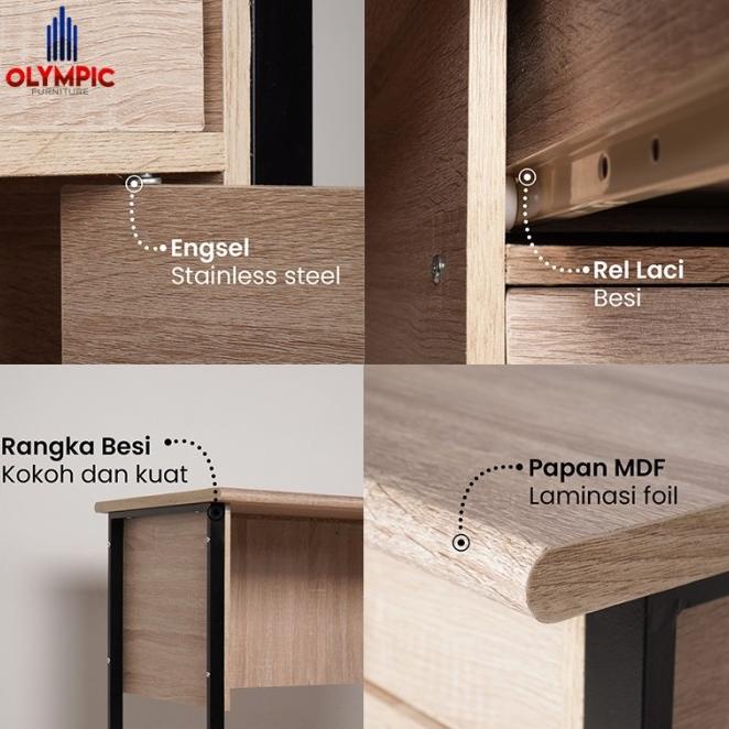 Olympic Meja Kantor Biro Kaki Besi Meja Kerja Office Table