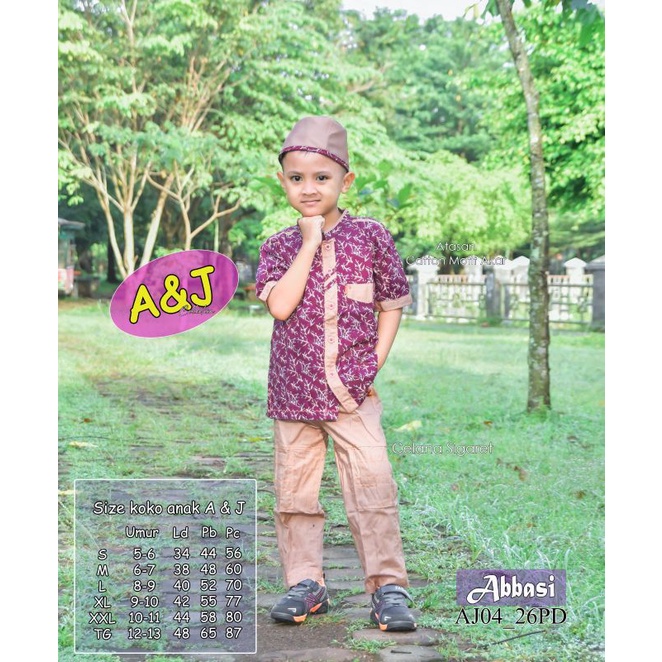 Koko Anak A&J "Motif Akar" / Baju Muslim Anak (1kg =3set)
