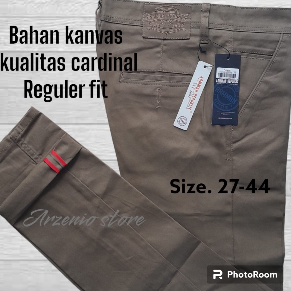 (91H♾️✦ Celana Panjang Pria Chinos Premium Original 100% bahan kanvas cardinal arman republic Jumbo 27 Sampai Big size 44 Stok terupdate