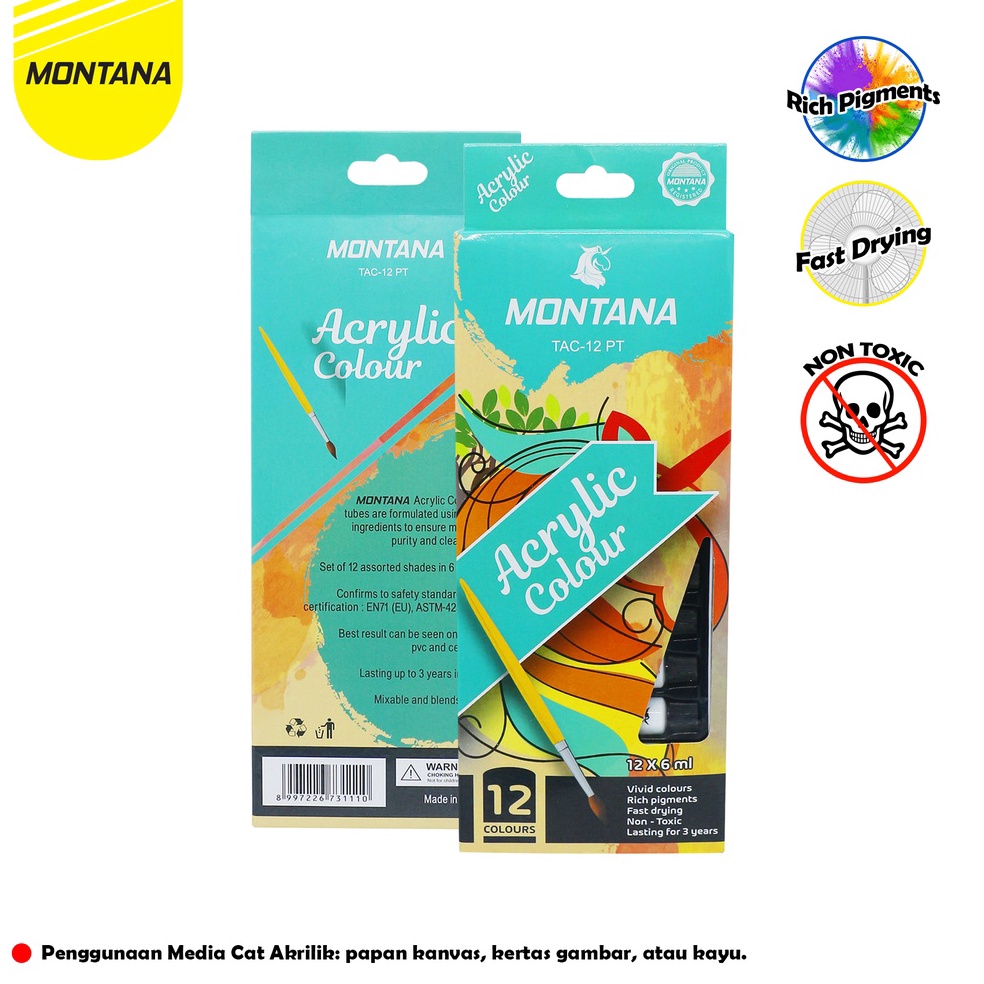

95 MurahMurahATK Akrilik Color 12 Warna/Cat Akrilil Montana TAC-12 PT Big Sale