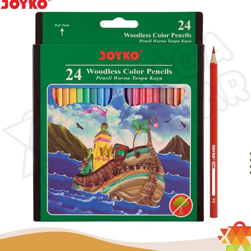 

[☀P-♥P14) NA JOYKO Pensil Warna 24 Warna CP-104 / Woodless Color Pencils Hexagonal Grips Joyko Panjang isi 24 Pcs amanaah.!!