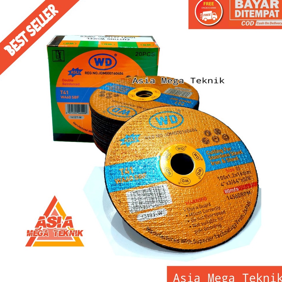 MURAH MERIAH WD/FUJIYAMA BATU POTONG WD 4 X 1.2 ( 1 DUS 20pcs ) MATA GERINDA CUTTING WHELL WD GERIND