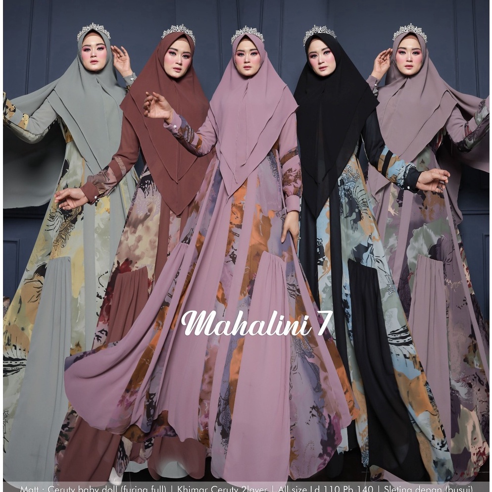 Top Produk.. MAHDIYA OUTFIT - GAMIS MAHALINI 7 SYARI - JUMBO BUSUI SET KERUDUNG - GAUN PESTA MEWAH A