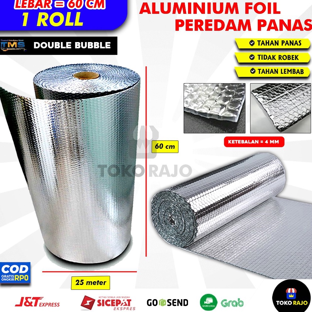 BIG SALE ( 1 ROLL ) Alumunium Foil Bubble Peredam Panas Atap Rumah Ketebalan 4 mm Lebar 60 cm Panjan