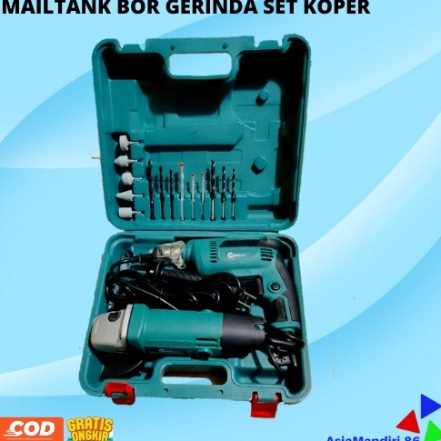 Chekout.. PAKET gerinda dan Bor /  gerinda mailtank / bor mailtank 10mm / bor gerinda set koper