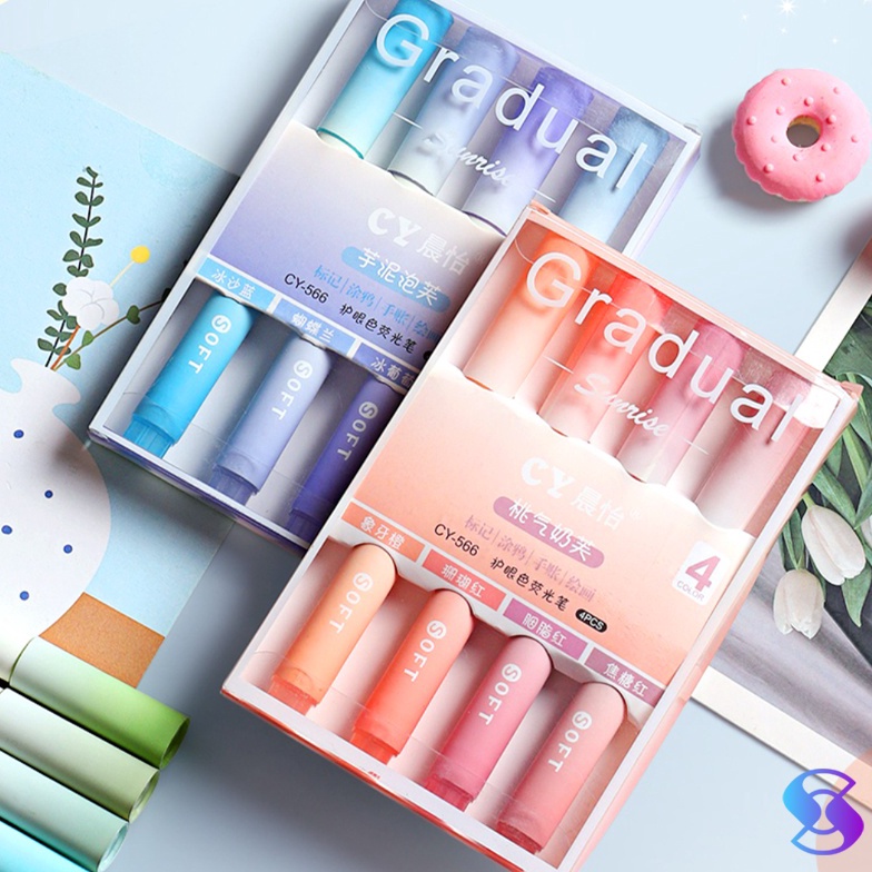 

[NWH63] Stabilo/Highlighter ujung 4 warna 4pcs/pak-Suning Mall ertdl
