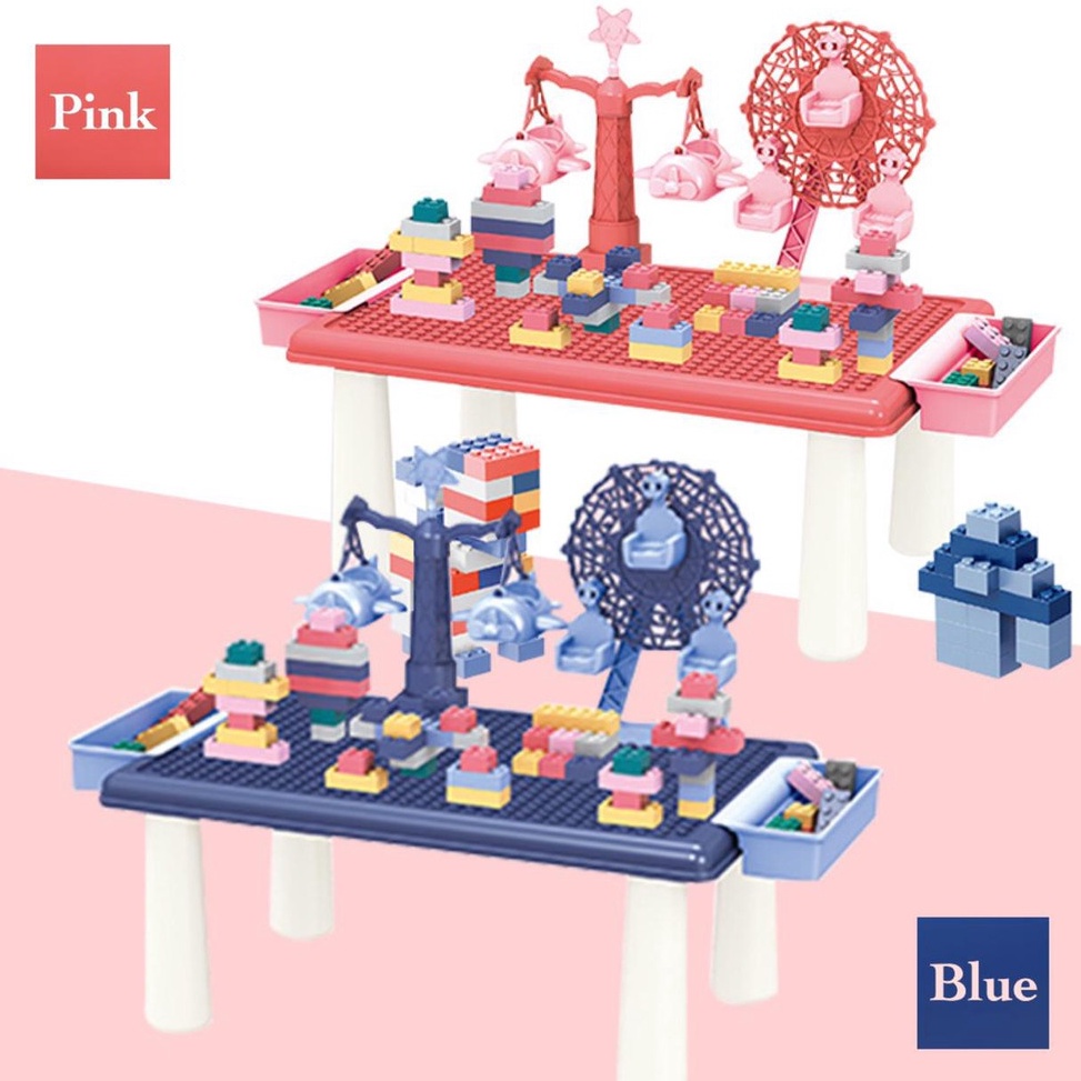 MURAH BANGET [FUNNY]69pcs Mainan Balok Susun Theme Park Mini Set Meja / Mainan Susun Balok