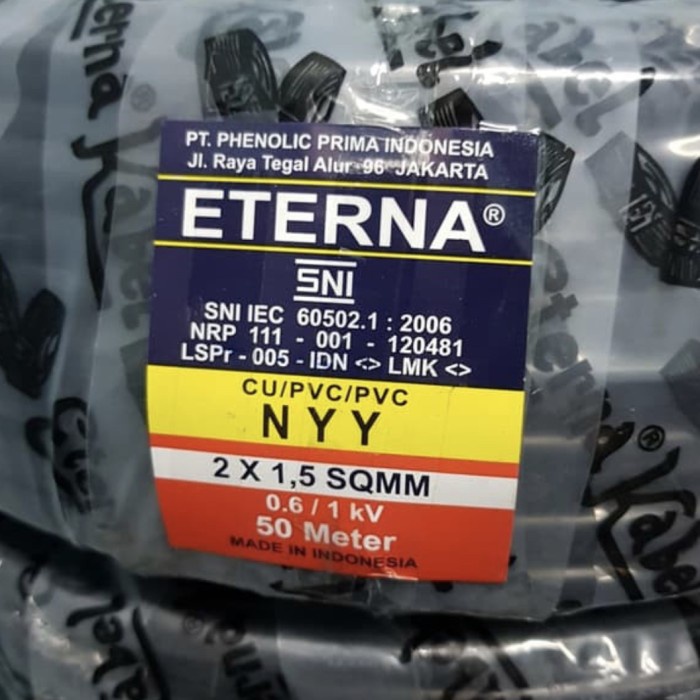 

Bestseller Kabel Listrik Nyy 2X1.5Mm 2X1.5Mm 50Meter Hitam Kawat Tunggal