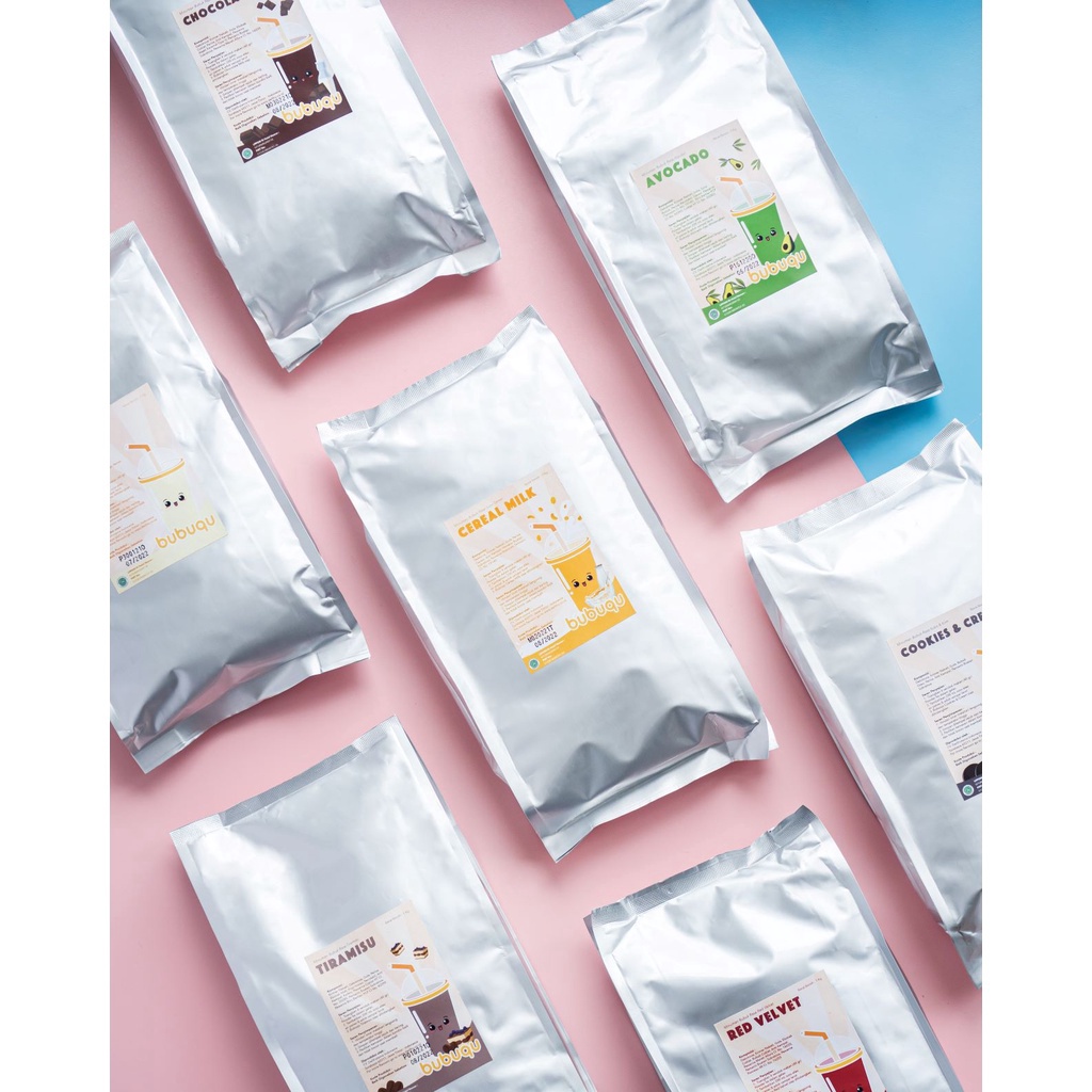

JBGY3206 100gr Bubuqu Minuman Bubuk Semua Rasa - Taro Coklat Red Velvet Banana Caramel Cookies n Cream Chocolate
