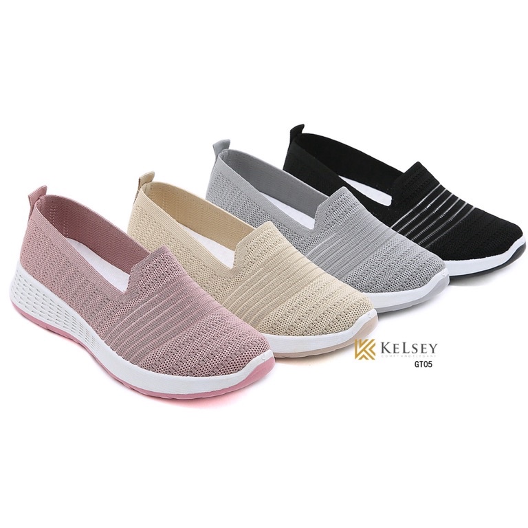 RECOMENDED (GRATIS ALAS KAKI) Kelsey Slip On Wanita GT05 Sepatu Flyknit Flat Shoes Wanita - Women Sh