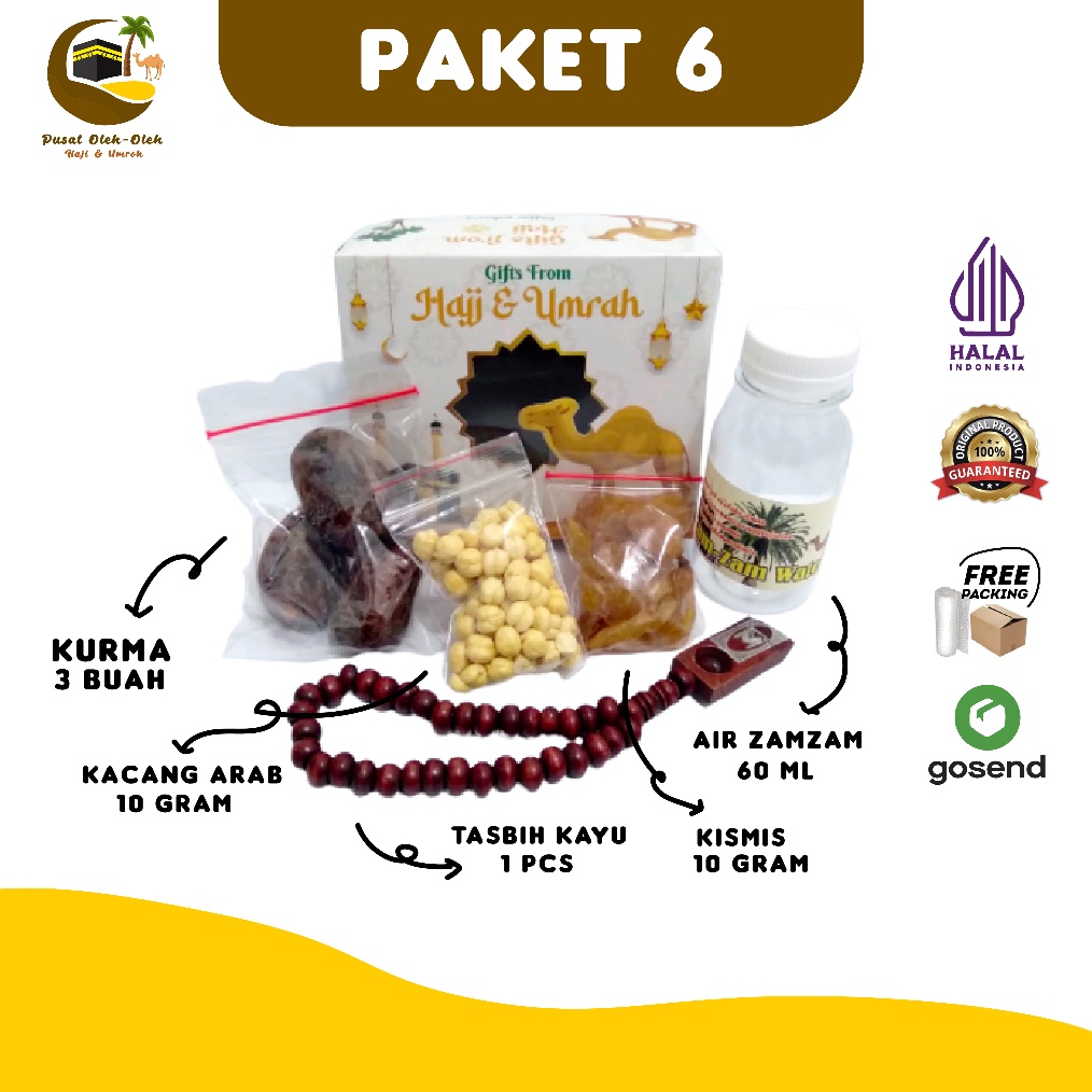 

NMQM0064 Paket 6 oleh oleh haji dan umroh air zamzam ori + Tasbih kayu