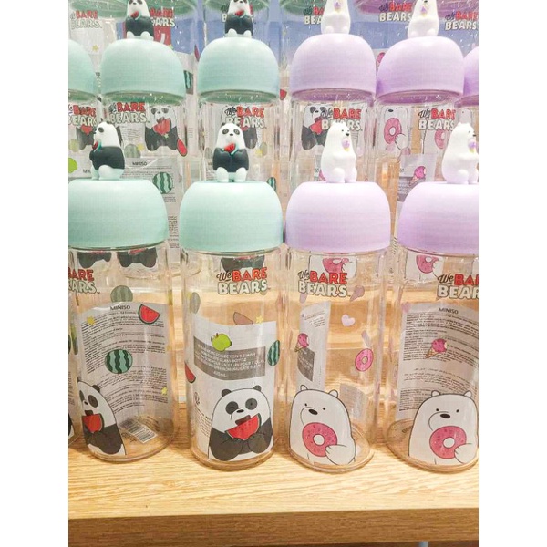 We Bare Bears Botol Minum Kaca - MINISO We Bare Bears Collection 5.0 High Borosilicate Glass Bottle 