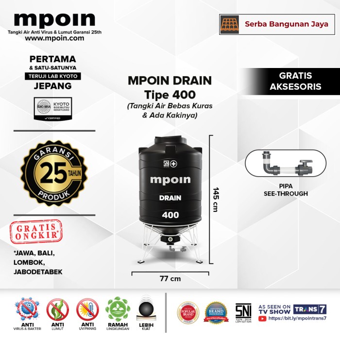 Bestseller Mpoin Drain ( 400 Liter ) Tangki Toren Air
