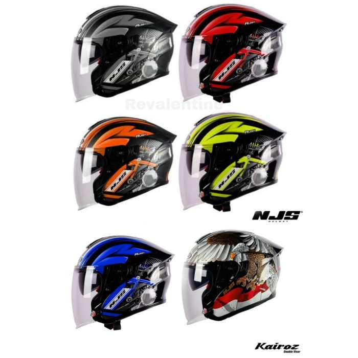 Njs Kairoz Dv Rush Double Visor Helm Half Face Kairos Motif