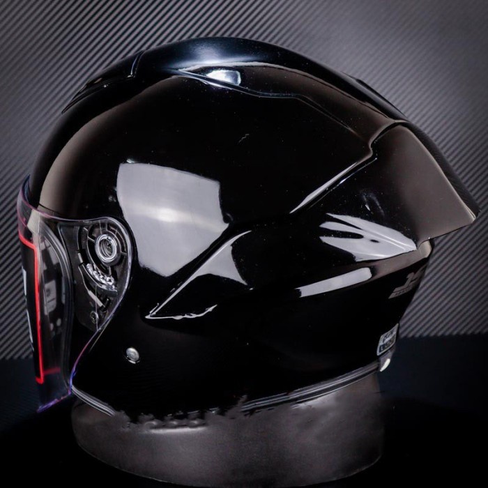 Helm Jitsu Js1 Solid Black Gloss Half Face