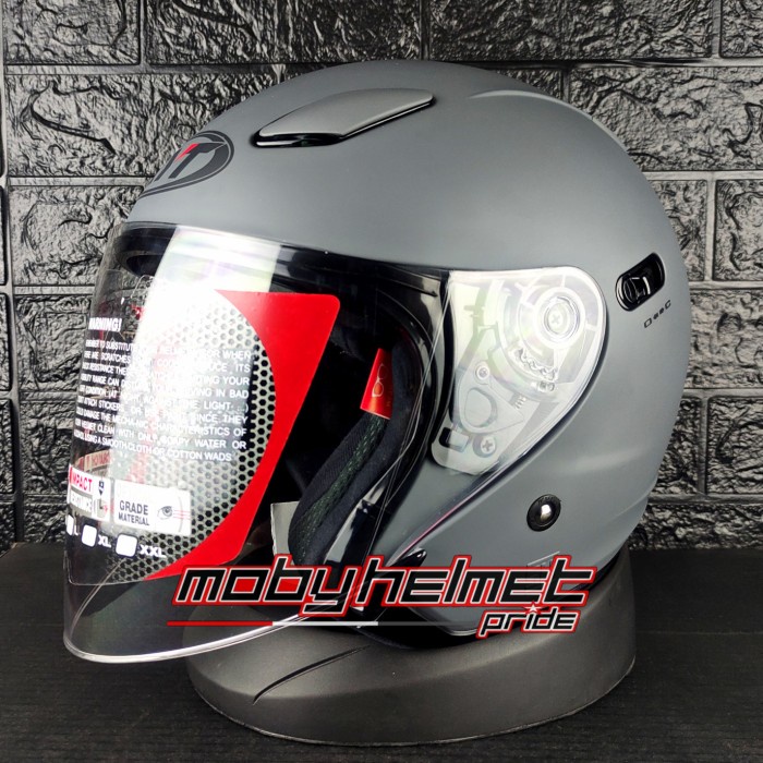 Helm Kyt Dj Maxi - Visor Venom Clear - Gorila Matt Grey - Abu-Abu Doff