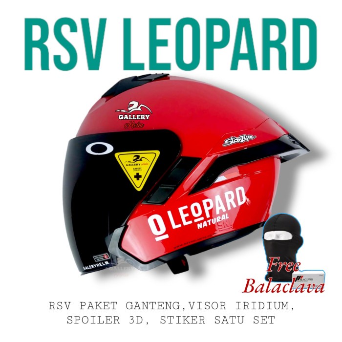Rsv Sv300 Leopard Paket Ganteng Merah Helm Rsv Half Face