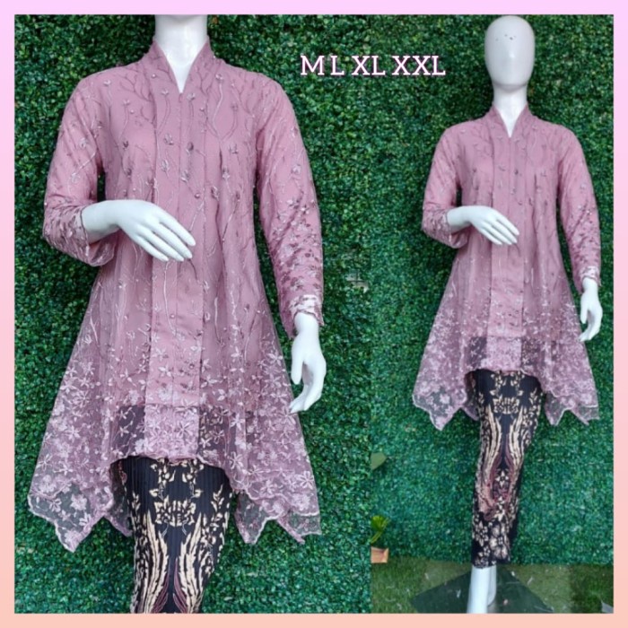 Kebaya Brukat Kartini Busui -Tunik Brukat Modern DresPesta(Free Hijab)