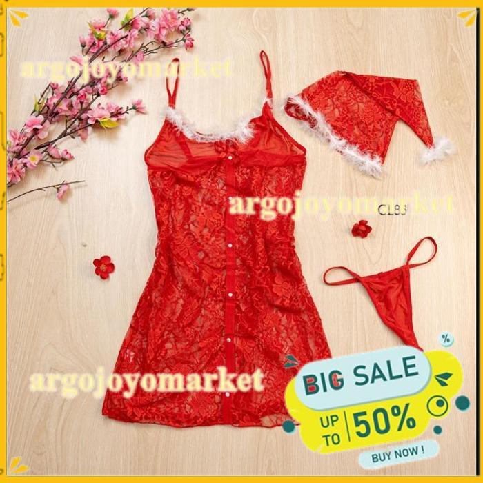 LINGERIE MINI DRESS FOR CHRISTMAS COSTUME NATAL SEMI TRANSPARAN CL85 BEST SELLER