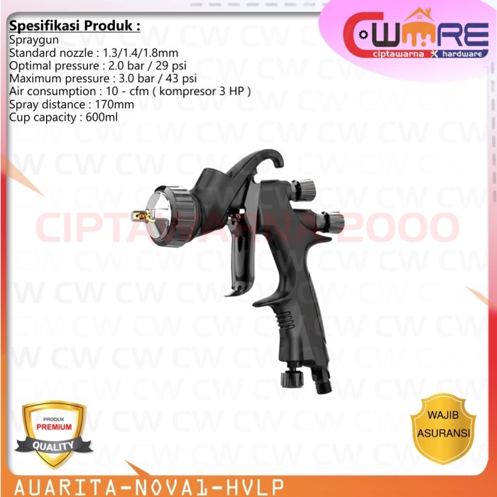 {GreenShop} AUARITA NOVA1 Spray gun HVLP 1.3MM spraygun angin Murah