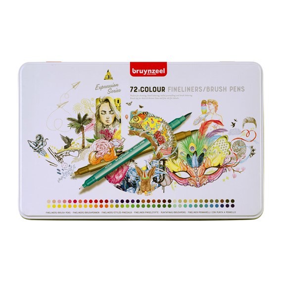 

Bruynzeel Fineliner/Brush Pen Set 72 Colours Bestseller Paint
