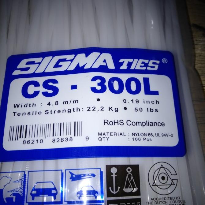 

:=:=:=:=] KABEL TIES SIGMA CS-300L. WARNA PUTIH/HITAM