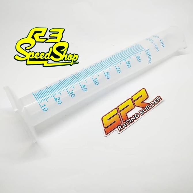 Gelas Ukur Takaran Campuran Oli Samping 2 Tak Plastik 100 ml