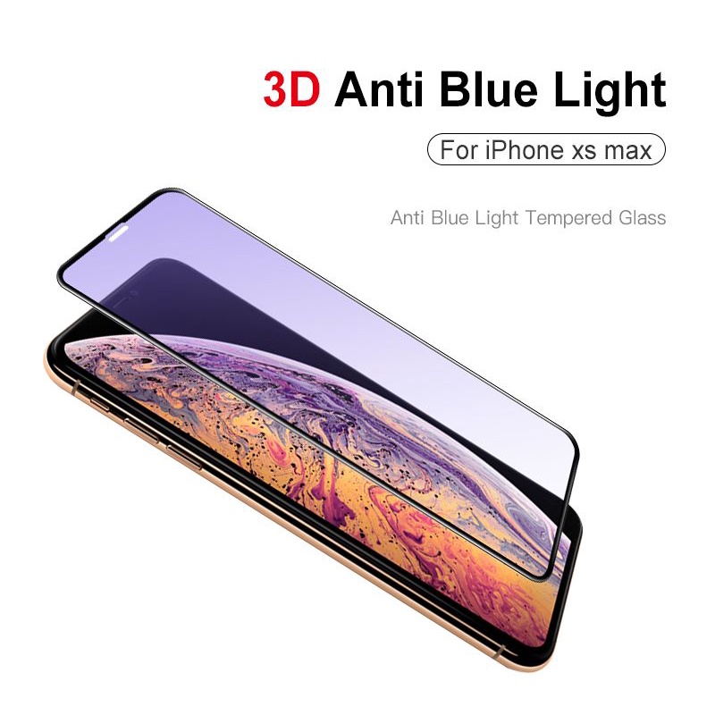 TG BLUE FULL IPHONE XR/11 13 PRO MAX TEMPERED GLASS FULL COVER BLUE RAY PURPLE RADIASI MATA ANTI GOR