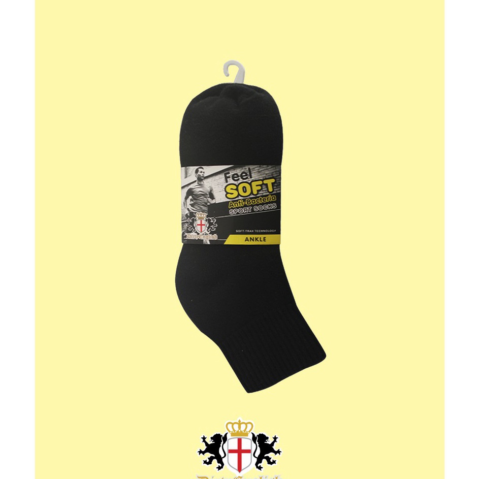 【Terlaris】 - DIRTY ENGLISH Men Sport Ankle Sock Anti Bacteria 3 Pairs Pack - Kaos Kaki Olahraga Ankl