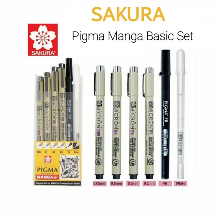 

Sakura Pigma Manga Basic Set ( Micron Br Gelly Roll White ) Terbaru