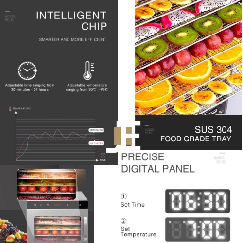 Drying Stainless Food Dehydrator Machine Pengering 6 Trays Food Dryer