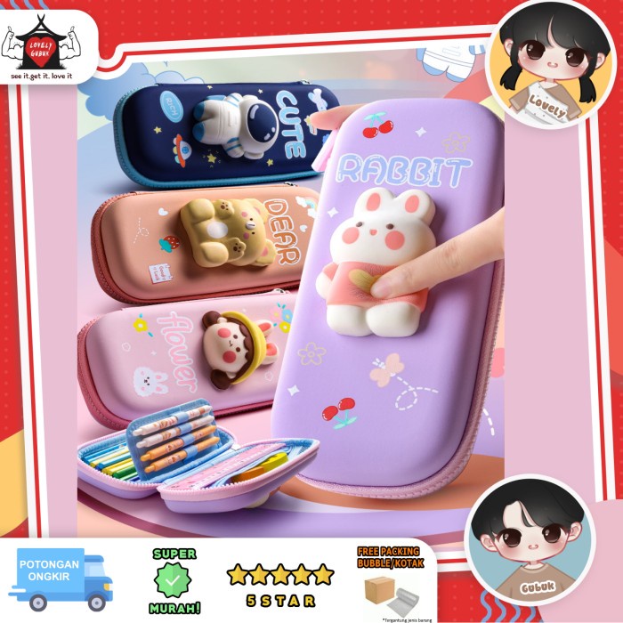 

Kotak Pensil 3D Kartun Squishy Anak, Tempat Atk 3D Lucu Anak Baru