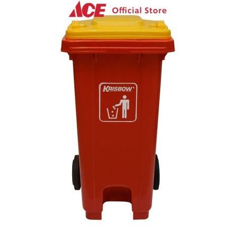 Ace - Krisbow 120 Ltr Tempat Sampah Plastik Outdoor Roda - Merah