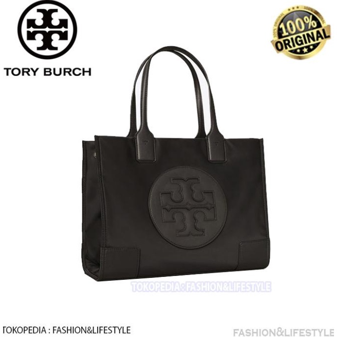 Tory Burch Nylon Ella Tote Bag Black Original 100% Authentic