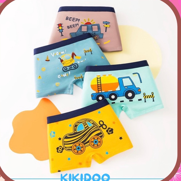 JRVP0803  Kikidoo Boxer Katun Anak Cowok Premium Celana Dalam Anak Laki Laki Bulldozers BAL43