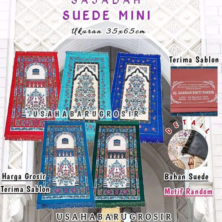 WXTX7920  COD SAJADAH MUKA / SAJADAH TRAVEL / SUEDE TAMBANG / SUEDE ARBAIN 3 PER 4 / TIPIS TRAVEL Ke