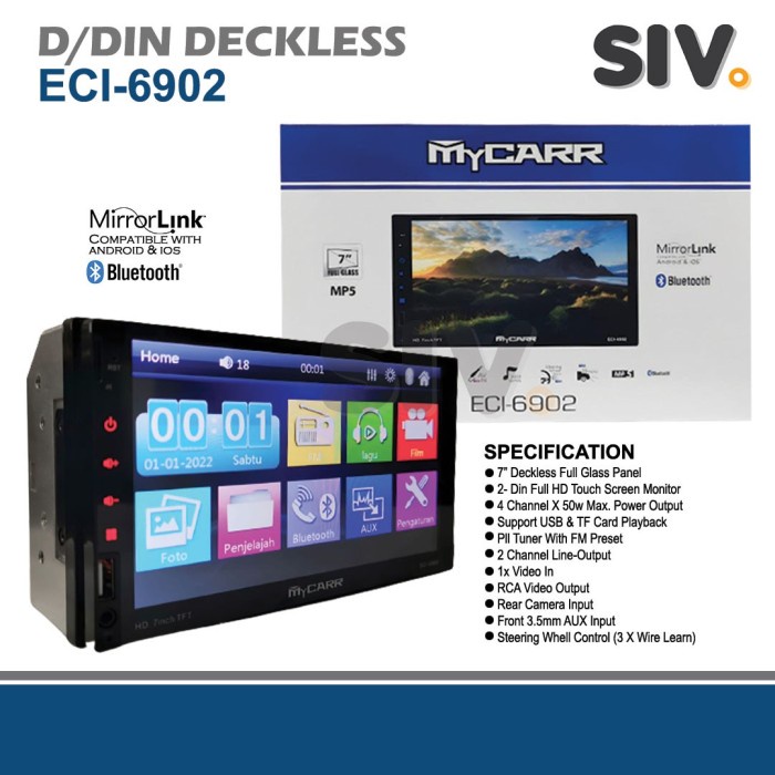 Headunit Deckless MP5 MYCARR 7 inch / Deckless 7 Inch Mycarr best deal