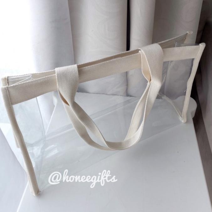 Tas tote bag wanita transparan mika pvc new normal clear Big Size kado
