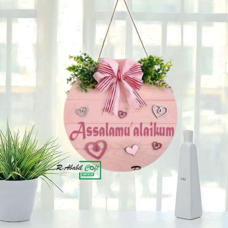 Hiasan Dinding Bulat Assalamualaikum | Gantungan Pintu Terlaris