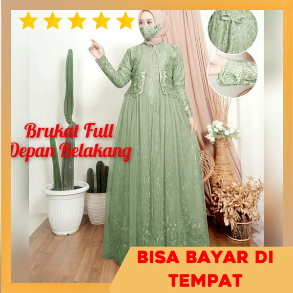Gamis Brokat Terbaru Mewah Kekinian Elegant Gsmis Baju Pesta Wanita Muslim Mewah Party Dres Buju Lon