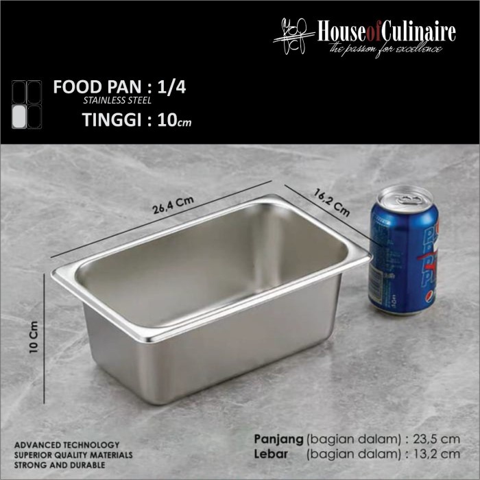 Terlaris Food Pan Stainless 1/4 Tinggi 10 Cm Gastronom Pan