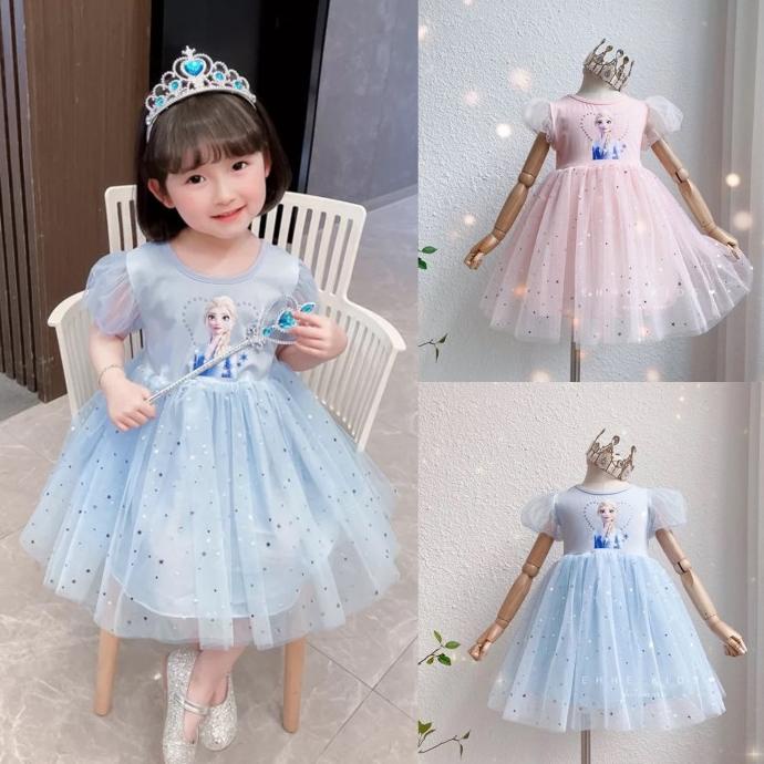 1-8 Tahun | Dress tutu baju pesta anak perempuan import elsa frozen