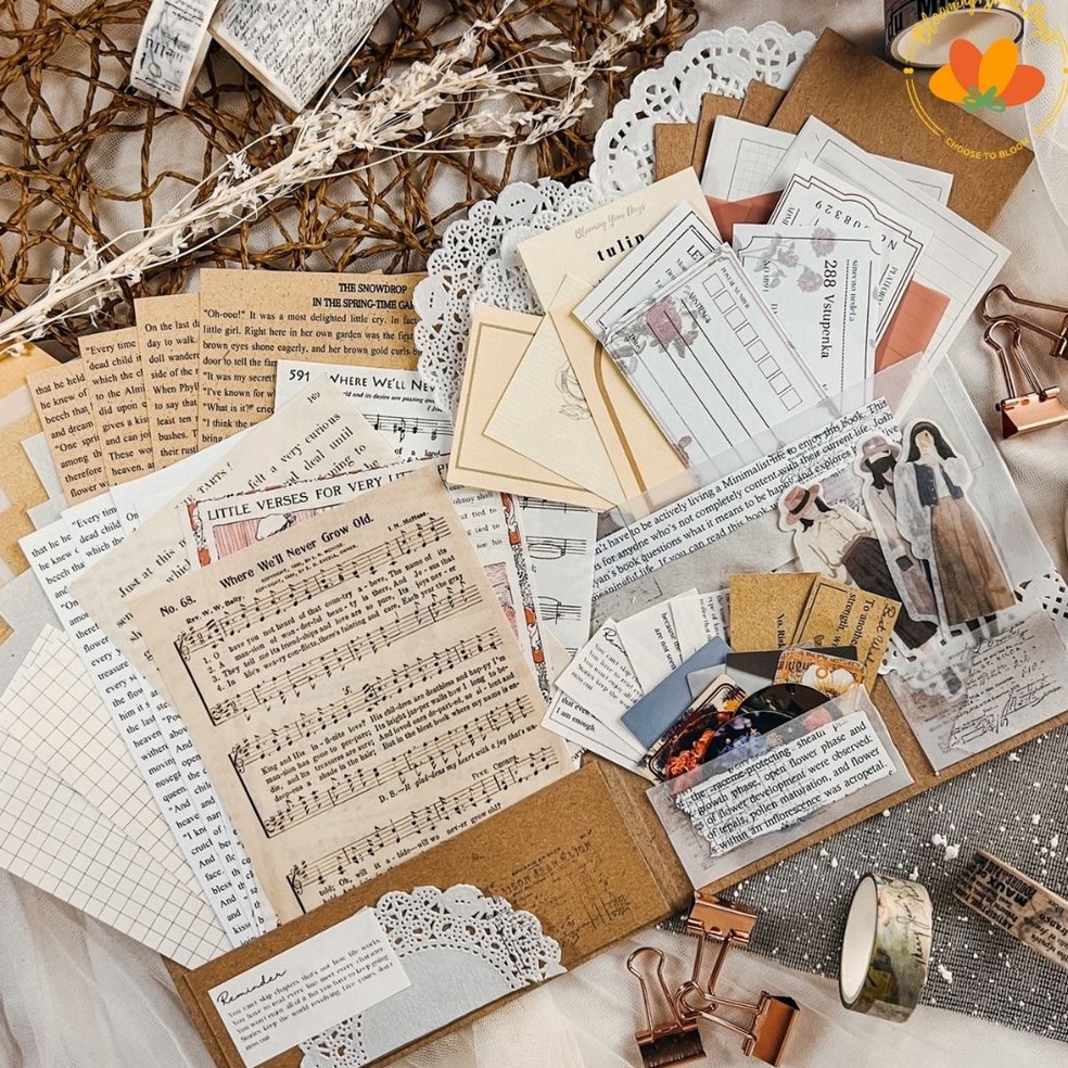 

Pasti Laku Bloomingyourdays Journal Kit 76pcs Journaling Kit Vintage Bujo Journaling Vintage Ephemera Scrapbook Scrapbooking DECO Aesthetic