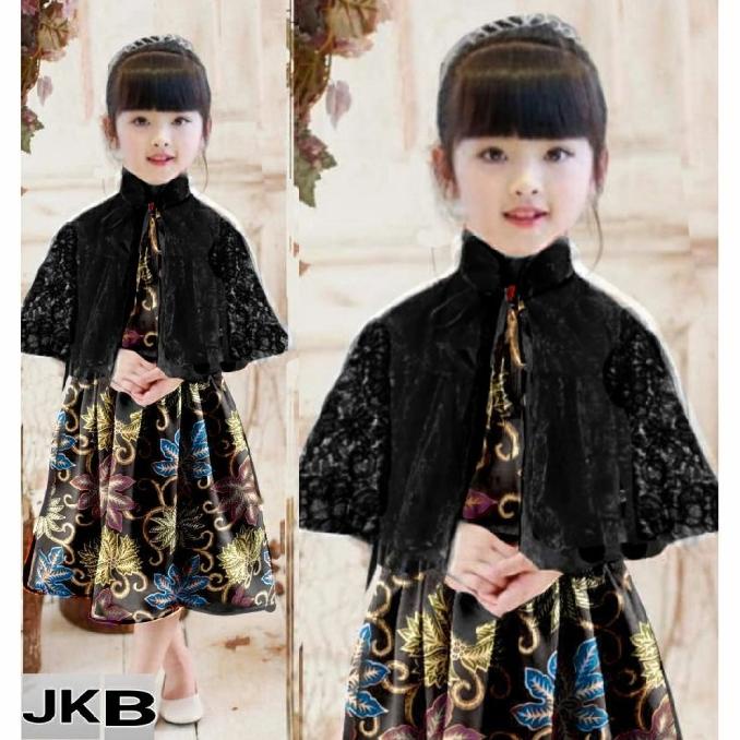 Set 2in1 dress cape batik Queensha Dress anak perempuan baju batik ana