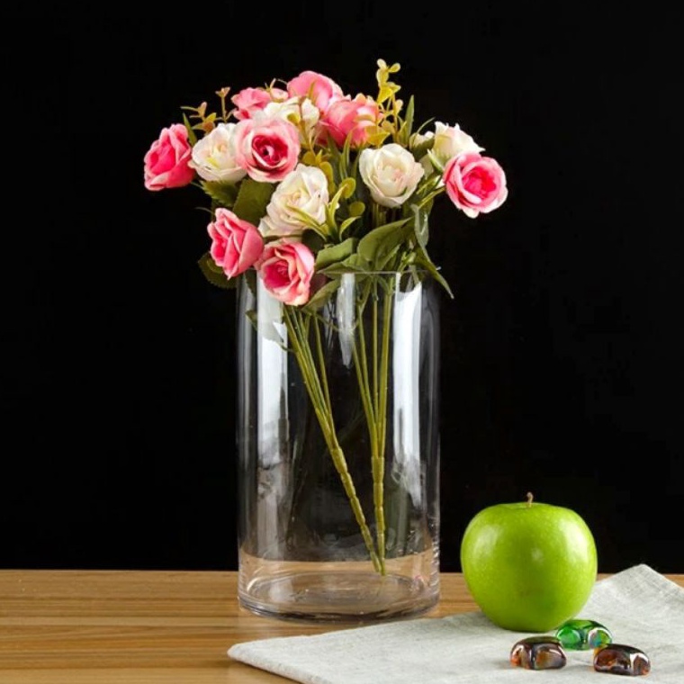 Best Product.. VAS BUNGA KACA TABUNG SILINDER / VAS TINGGI BAMBOO / VAS KACA BENING HIASAN DEKORASI 