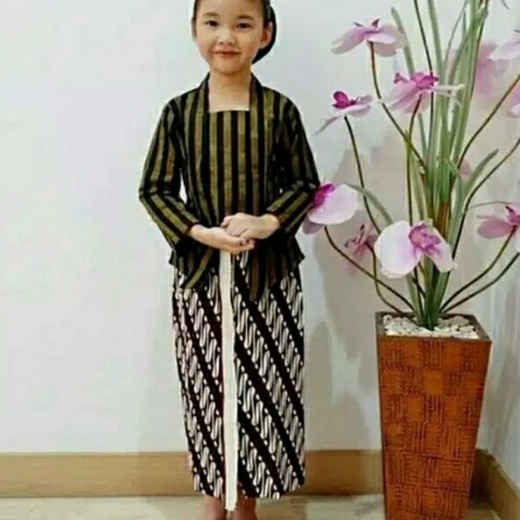 HNQW5438  Kebaya anak / Kebaya lurik anak / kebaya kartini anak / baju adat anak perempuan